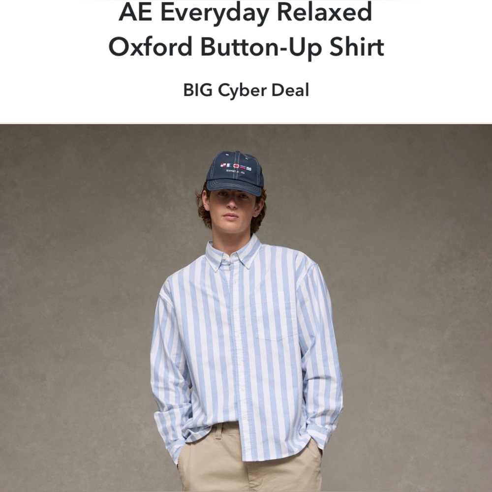 NWT American Eagle Outfitters Blue and White Striped Shirt - Picture 2 of 8
